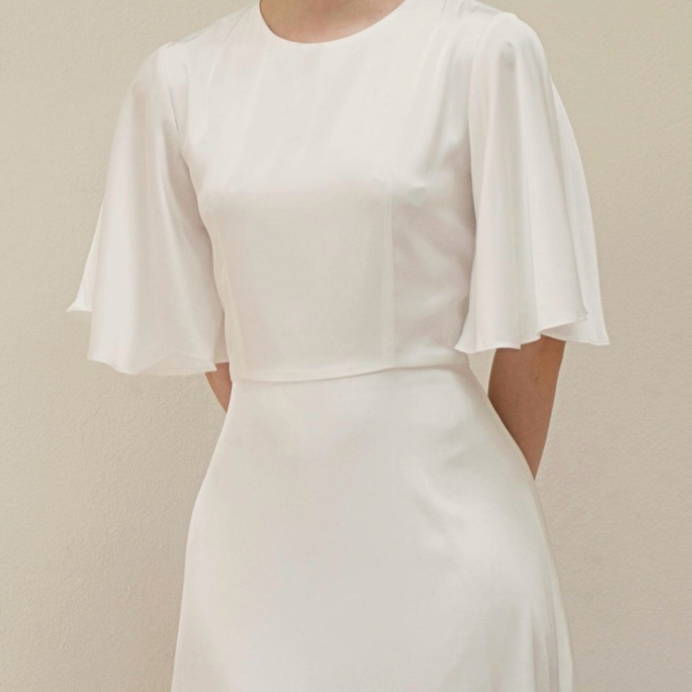 NWT | Miphai | White Flutter Sleeve Dress in size L
